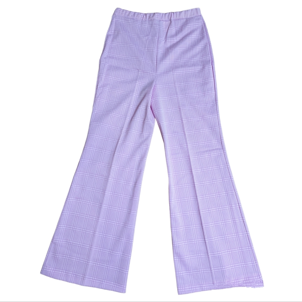 Vintage 70's Bell Bottom Pants/Slacks Lavender White Hippie High Waist READ